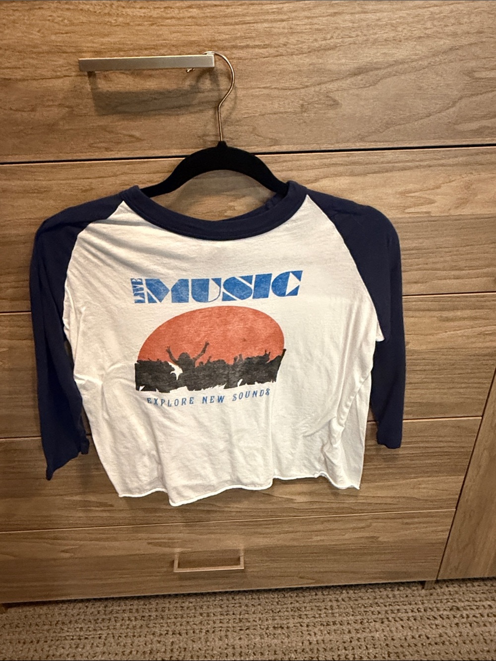 Project Social T Navy & White 'Music' Graphic Raglan Tee